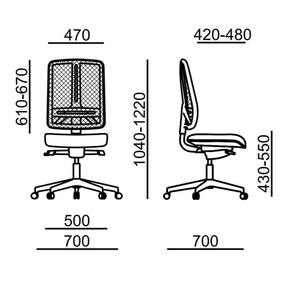 Kancelářská židle FLEXI FX 1104 rozměry