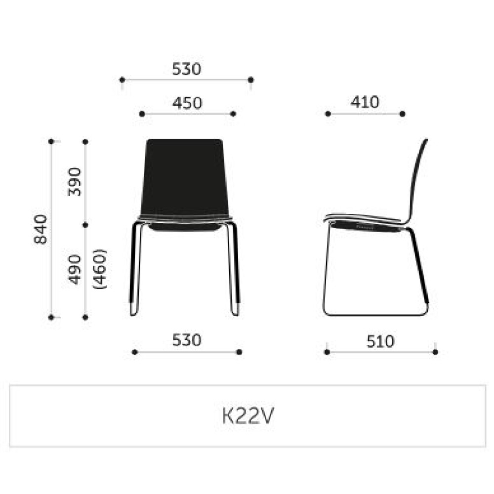 Konferenční židle K22V - rozměry