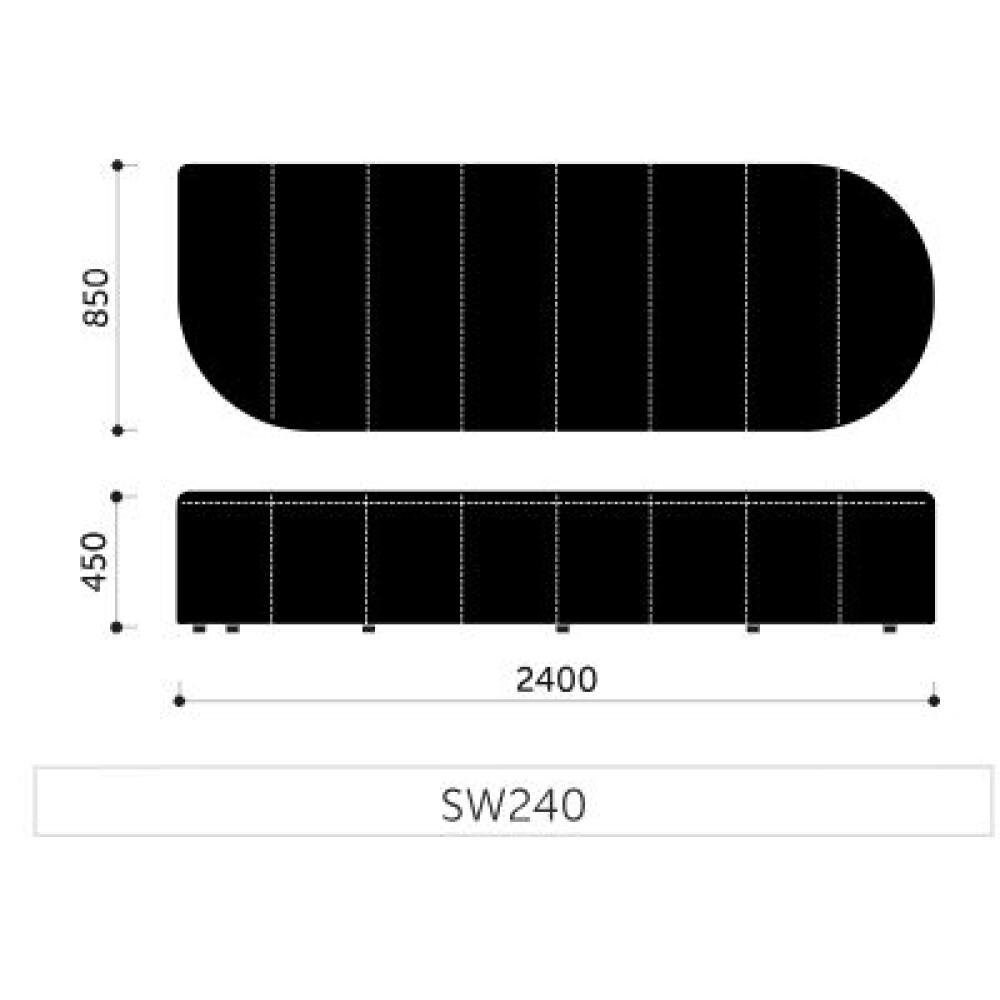 Hluboký sedák REVO SW240 - rozměry