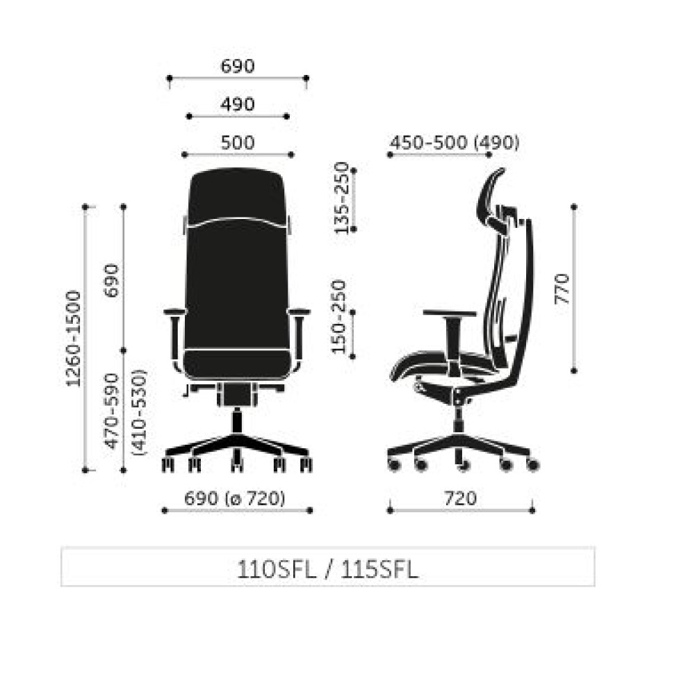 Kancelářské křeslo s hlavovou opěrkou ACTION 115SFL