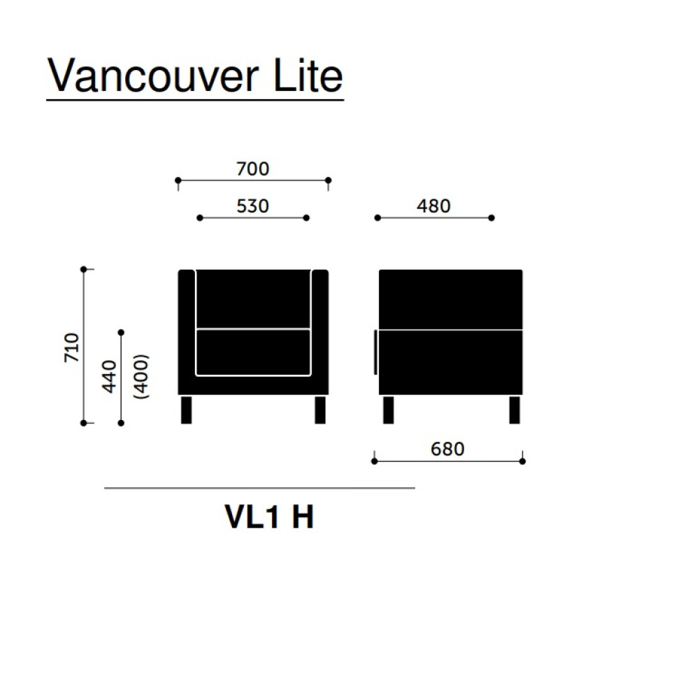 Křeslo Vancouver Lite VL1H - rozměry