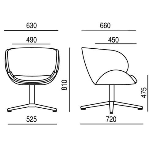 Křeslo CA-VA CV 870.01 - rozměry