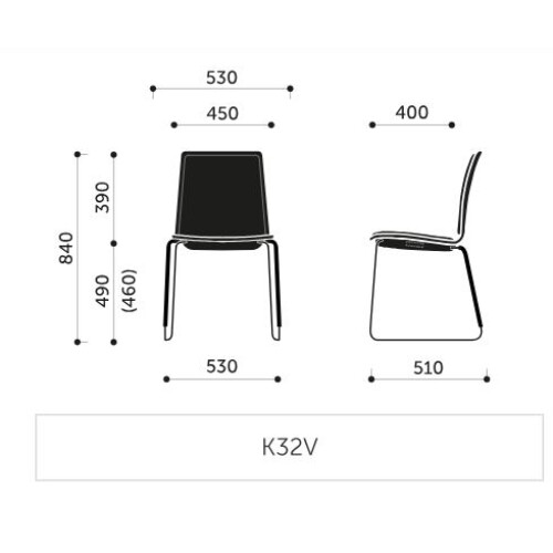 Konferenční židle K32V - rozměry