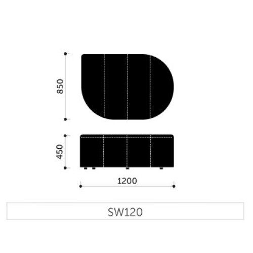 Hluboký sedák REVO SW120 - rozměry