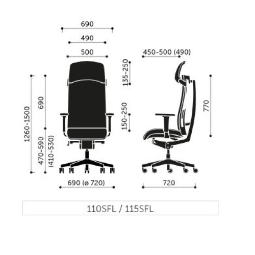 Kancelářské křeslo s hlavovou opěrkou ACTION 115SFL