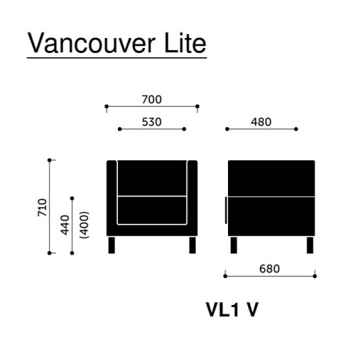 Čalouněné křeslo VANCOUVER LITE VL1V rozměry